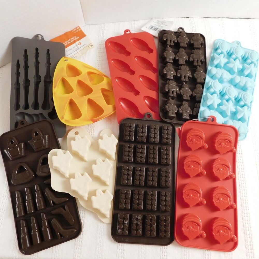 Silicone Mold Candy Crafts Lot of 9 Halloween Christmas Baking Jello Soaps Craft
